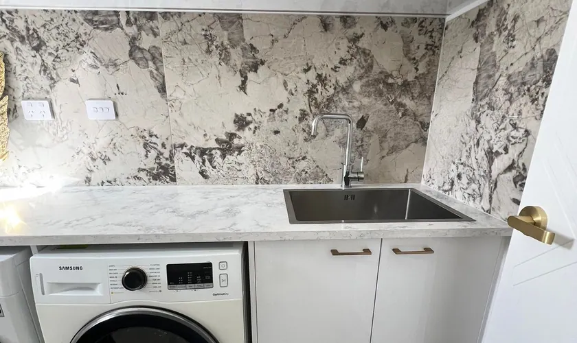 Dryer sink and gold handles