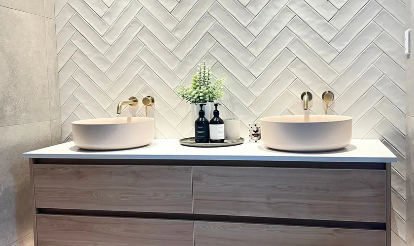 Twin basins oak vanity