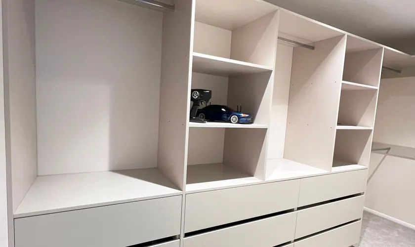 White drawers and hanging