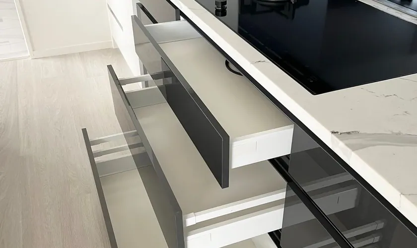 Charcoal drawers and hob